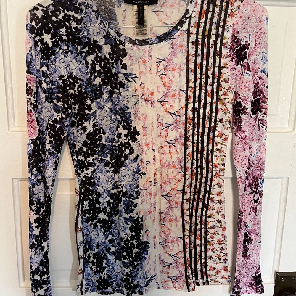 BCBG Maxazria Long Sleeve Floral Top